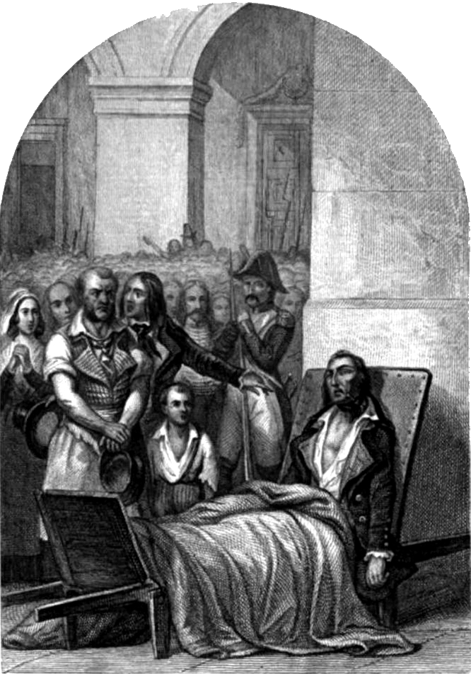 Exposition du cadavre de Pichegru dans la salle des pas perdus - Gravure parue dans Les Prisons de l'Europe de Jules Édouard Alboise du Pujol et Auguste Maquet en 1845